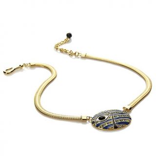  Divine Scarab Crystal Enamel Herringbone 16.5 In Necklace