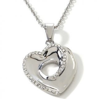  Crystal Accented Heart Pendant with 17 Chain