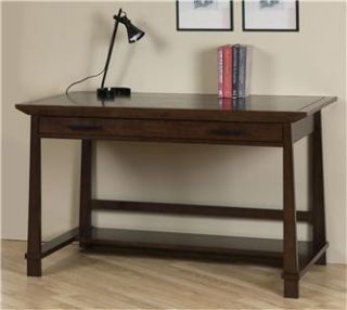 52 inch Elegant Brown Rubberwood Writing Computer Desk Home Office
