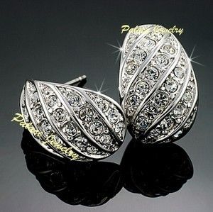 Elegant Earrings WH Gold Use Swarovski Crystal E704