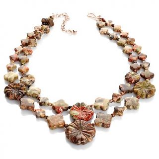  Finds by Jay King 2 Row Fantasy Flower Stone Copper 17 3/4 Necklace