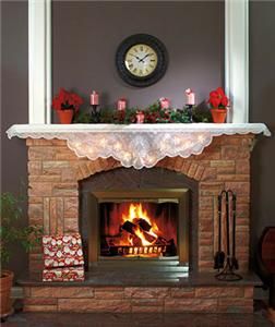 ELEGANT CHRISTMAS HOLIDAY LIGHTED LACE FIREPLACE MANTEL SCARF   VERY