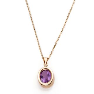  Solitaire Technibond® Oval Gemstone Pendant with 18 Cable Chain