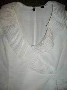 ellen tracy white ruffle v neck blouse top 10