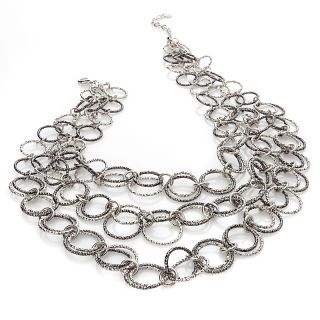  Sparkle Style Textured Circle Link 20 Necklace