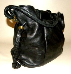 Elliott Lucca Black Soft Leather Shoulder Handbag Purse