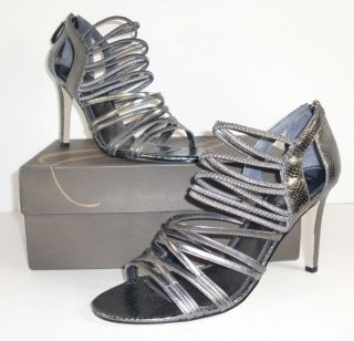 Enzo Angiolini Mochacita 10 M Pewter Leather Strappy Sandals Heels