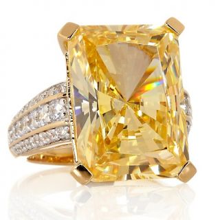 Absolute Canary Color Octagon Cut Cocktail Ring   27.17ct