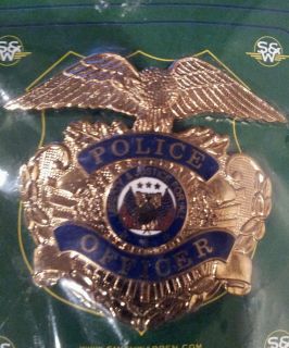 Police Officer Hat Badge New Old Stock Obsolete Gold