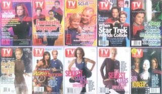 These TEN Star Trek Voyager T.V. GUIDES All Have Star Trek COVERS and