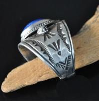 Native Navajo Etta Endito Sterling Silver Lapis Mens Womens Ring S8 25