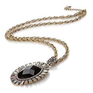  Vault Black and Clear Stone Oval Pendant with 32 Chain