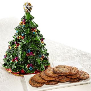 Davids Cookies Metallic Christmas Tree Jar with Chocolate Florentine