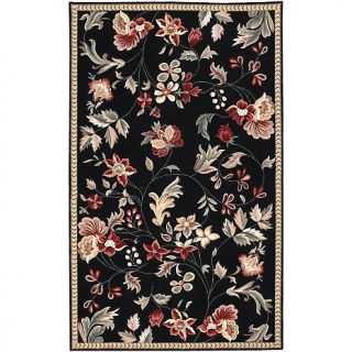 Surya Flor Collection 100% Wool Black Rug 2ft 6In x 4ft