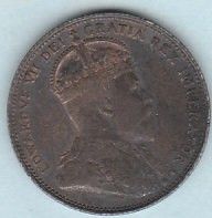 1910 Canada 25 Cents Sterling Silver Quarter King Edward VII F+