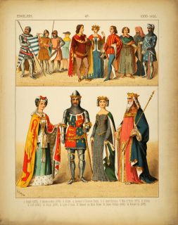 1882 Costume English Medieval Knight Black Prince King   ORIGINAL