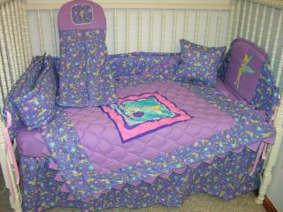 Crib Nursery Bedding Set Made w Lavender Tinkerbell Fabric Pretty