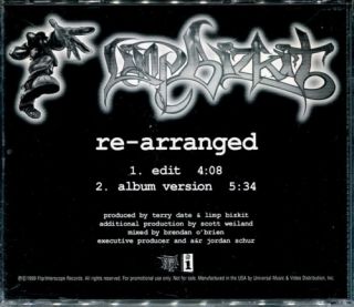 Limp Bizkit re Arranged Promo CD Single Fred Durst
