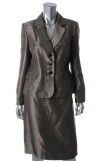 Evan Picone NEW Nottingham Brown Metallic Pattern 2PC Skirt Suit 18