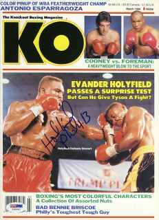 evander holyfield signed boxing ko magazine psa dna psa dna
