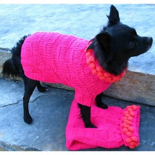  knit dog sweater fuscia with pink poms large rating 2 $ 38 00 s h