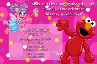 Personalized Elmo and Abby Cadabby Birthday Invitation