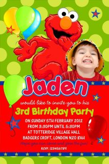  10 x Elmo Personalised Party Invitations
