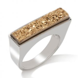 Drusy Sterling Silver Rectangular Stackable Ring