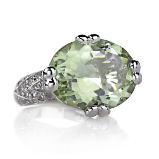 10.98ct Prasiolite and White Topaz Sterling Silver Ring at