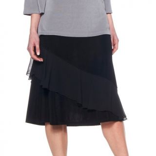 Slinky® Brand A Line Skirt with Asymmetrical Chiffon Ruffle
