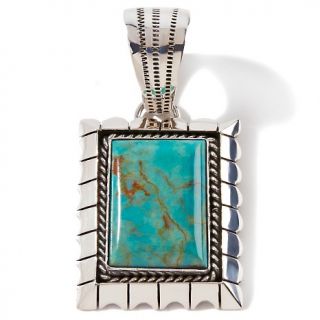 Chaco Canyon Southwest Rectangular Turquoise Sterling Silver Pendant
