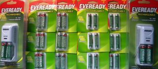 eveready battery chargers 13 2 packs of rechargeable aa aaa batteries