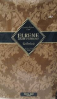 Elrene Home Fashion Brown Tan Flannel Backed Vinyl Tablecloth 52