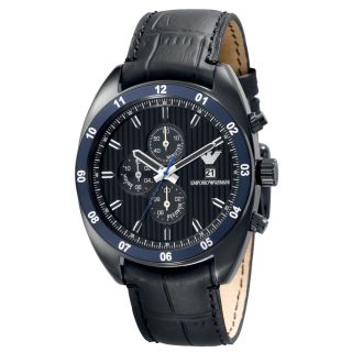 Emporio Armani Mens Watch Sport Black Date Chronograph Leather AR5916