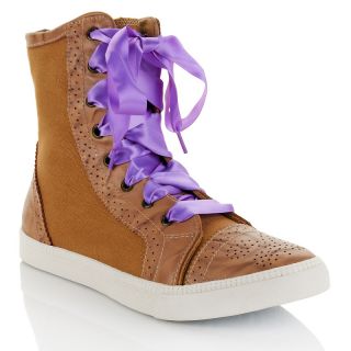twiggy LONDON Canvas and Leather High Top Sneaker with Satin Laces at