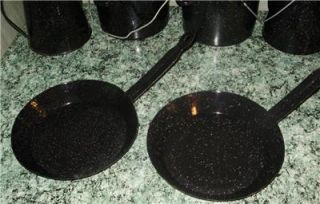 Enamelware Black Speckled Camping Cookware 23 Pieces GC