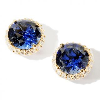 Absolute Round Sapphire Framed Stud Earrings   4.9ct