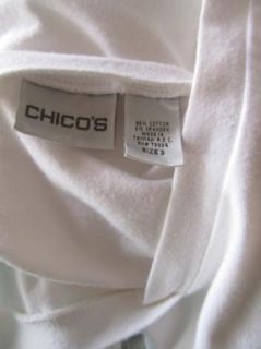 Sz XL Chicos 3 Shirt Cotton Stretch Knit Top White V Neck Beige
