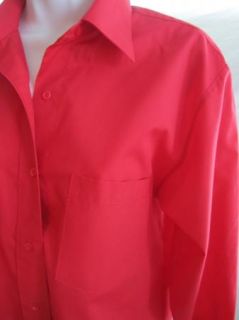 Sz 6 Foxcroft Shirt DK Coral Red Button Front Cotton Blend Wrinkle