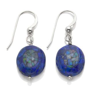  sterling silver lapis and micro opal inlay drop earrings rating 8 $ 54
