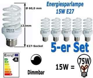 5X Energiesparlampen 9W 11W 15W Dimmbar Sparlampe E14 E27 Lampe