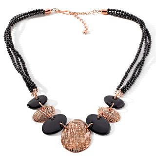 Jay King 3 Row Black Agate and Copper Station Necklace at