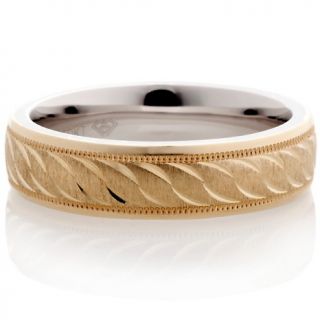 10K Gold Bonded Silver Diamond S Pattern Wedding Ring   6mm