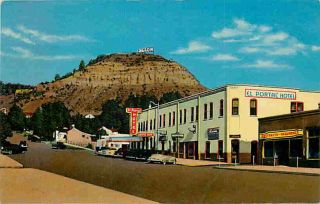 Raton New Mexico NM 1952 El Portal Hotel & Goat Hill Vintage Postcard