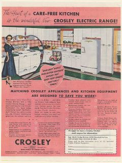 1953 Crosley Electric Range Heart Care Free Kitchen Refrigerator