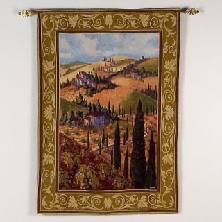 Tuscan Hillside 50 x 70 Tapestry Wallhanging with Rod at