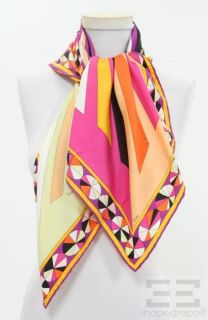 emilio pucci fuchsia multicolor silk square scarf