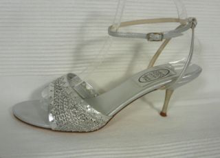 Emma Hope Woven Silver Metallic Leather Low Heels Sandals 40 5 UK 7 5