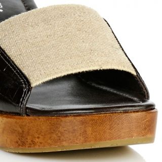 Donald J. Pliner Slide with Wooden Wedge and Leather Trim