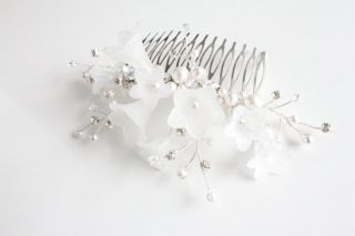  Flower Hair Comb with Swarovski Crystals Handmade Hair Jewelry